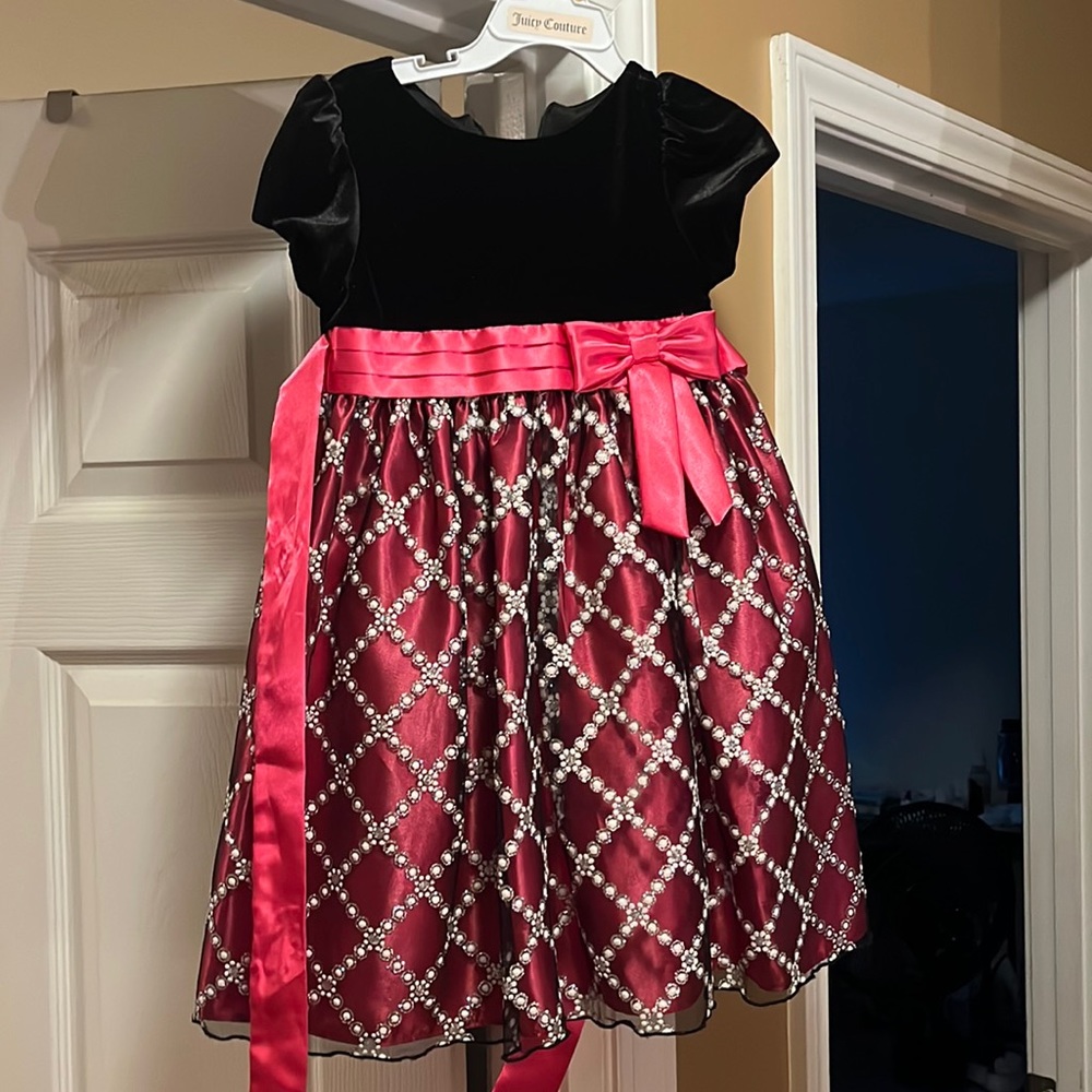 Velvet black pink and sliver dress . Great condition